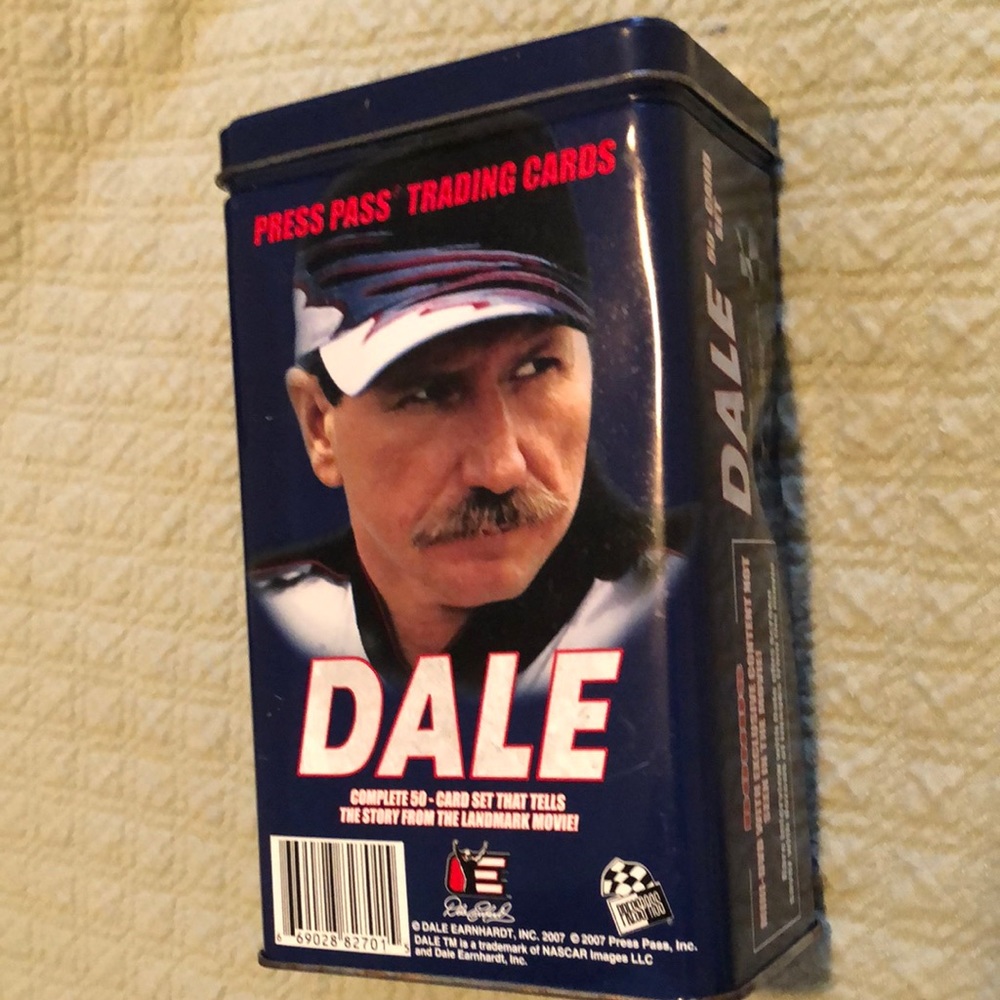 Dale 50-Press Pass trading cards in tin. No mini dvd.
